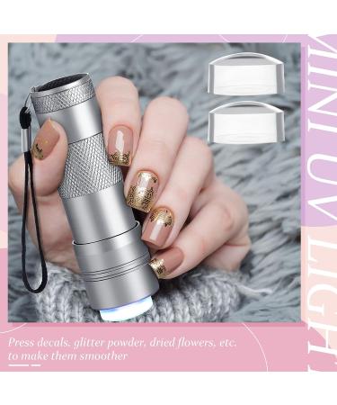 Mini UV Nail Dryer with 2 Silicone Stamper Heads - Portable LED Lamp for Manicure Decor in Silver - Buy Online on GoSupps.com
