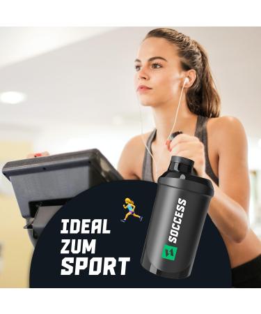 SOCCESS Fitness Shaker 500ml | BPA-Free Protein Shake Mixer & Sports Bottle - Ideal for Gym & Smoothies (Black) - Buy Online on GoSupps.com