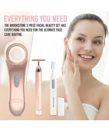 Brookstone 3-in-1 Rose Gold Facial Skin Care Set | Cleansing Brush, T-Bar Massager, & Epilator | Ultimate Gift for Skin Care Enthusiasts - Buy Online on GoSupps.com