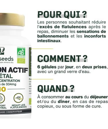Charbon Actif V g tal BIO | Haute Concentration 2000mg / Jour | 120 g lules de 334mg | Ballonnements Flatulences | Qualit Sup rieure Fran ais - Buy Online on GoSupps.com