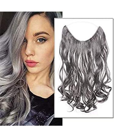 Silk-Co hair extension with rubber band adjustable Secrets hair part synthetic extensions with cord invisible corrugated extensions for women medium brown mix silver gray 50cm 50 cm medium brown mix silver gray