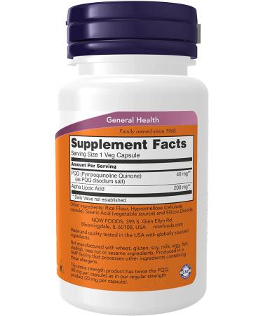 Now Foods Extra Strength PQQ 40 mg - 50 Veg Capsules | Supports Energy & Brain Health - Buy Online on GoSupps.com