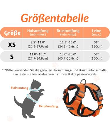 Buy Rabbitgoo Breakproof Cat Dishes & Adjustable Harness | Reflective Leash & Bowl for Cats Kittens & Small Dogs - Orange XS (1 Pack) - Buy Online on GoSupps.com