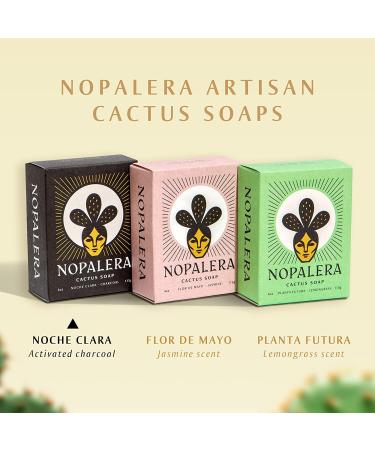 Nopalera Noche Clara Cactus Soap with Activated Charcoal & Prickly Pear - 4 oz Bar Soap for Face and Body | Vegan, Cruelty-Free, Palm Oil-Free | Natural Fragrance | Black Bar Soap (1 Pack) - Buy Online on GoSupps.com