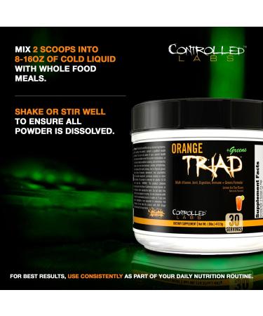 CONTROLLED LABS Orange Triad Plus Greens for Men and Women, 30 Servings Iron Free Sports Supplement for Overall Health, Multivitamin, Digestion, Immune System, and Joint Health Lemon Ice Tea - Buy Online on GoSupps.com