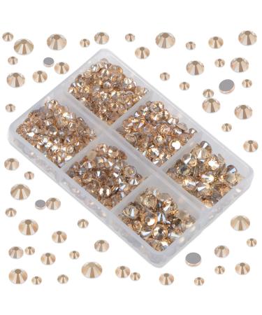Buy LPBeads 6000 Pieces Champagne Non Hotfix Rhinestones - 6 Sizes Round Crystal Glass Flat Back Includes Tweezers & Picking Pen for Nail Art & DIY Crafts - Buy Online on GoSupps.com
