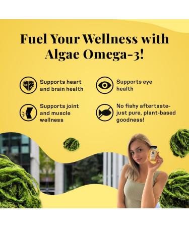 Earth & Elle Algae Omega 3 Supplement - Vegan Omega 3 - Omega 3 Vegan Supplement w/Algae Oil & Vegan DHA - Helps Support Heart & Brain Health 1000 mg Per Serving - No Fishy Aftertaste 60 Softgels - Buy Online on GoSupps.com