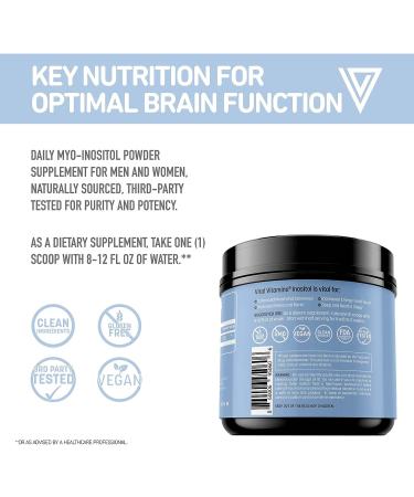 Vital Vitamins Premium Inositol Powder Supplement for Relaxation, Sleep, Liver Support - Non-GMO, Gluten-Free - 30 Servings - Buy Online on GoSupps.com
