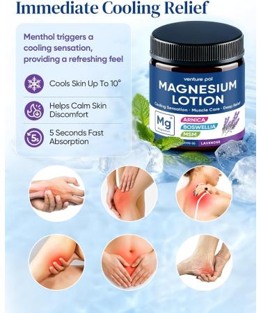 Magnesium Lotion with Arnica MSM & Boswellia Cooling Relief & Relaxation Magnesium Cream for Muscles & Joints Ideal for Legs or Feet - Safe for Kids 6 fl oz 6 Fl Oz (Pack of 1) 1-lavender - Buy Online on GoSupps.com