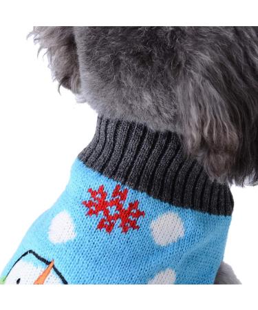 Hrttsy Christmas Dog Sweater | Winter Warm Pet Clothing for Small & Medium Dogs | Cozy Blue Snowman Pullover for Big Dogs & Puppies - Buy Online on GoSupps.com