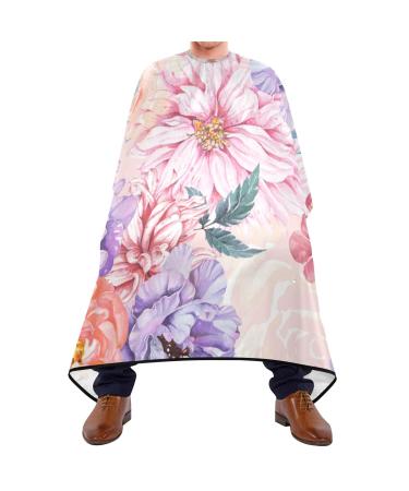 Waterproof Barber Cape -Spring Pink Rose Purple Flower Cheetah Haircut Bib for Men Unisex Hair Cutting Cape(8rp1a)