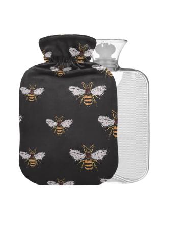 Cute Bee Hot Water Bottle with Lid 1L Small Hot Water Bag for Pain Relief Hot and Cold Compress BPA Free