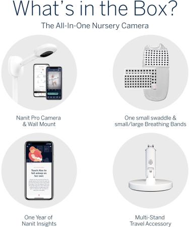 Nanit Pro Baby Monitoring System Bundle | 1080p Over The Cot Camera | Travel Multi-Stand & Breathing Wear Band | Night Vision Pro Camera - Tracks Newborn Sleep & Breathing | Sensor-Free - Buy Online on GoSupps.com