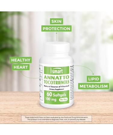 Supersmart Annatto Tocotrienols 100mg - Skin & Heart Health - 60 Softgels - Buy Online on GoSupps.com