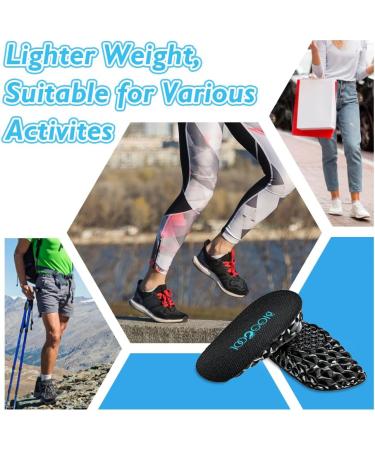 Height Increase Insoles for Men & Women | Invisible Heel Lift Inserts for Leg Length Discrepancy | Shock Absorbing Boosters (Black Small-0.6 Height - Buy Online on GoSupps.com
