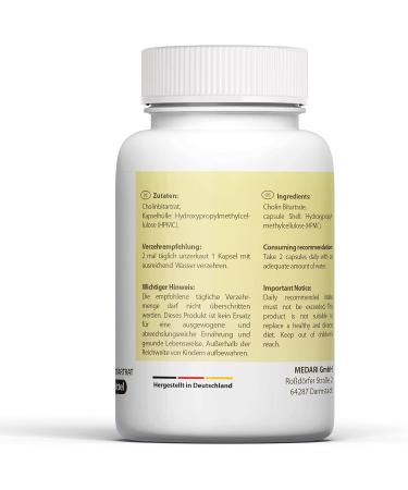 Buy Medar Cholin-L-Bietrate 60 Capsules | 98% Pure Cholin Chloride Vitamin B4 | Natural Support for Liver Function - Buy Online on GoSupps.com