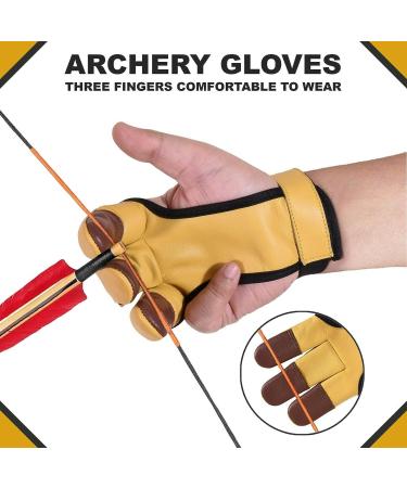 Genuine Leather Archery Gloves - Handmade Three Finger Tabs for Hunting & Shooting | Arrow Guard Protection | Sizes S, M, L - Men Women Beginners - Buy Online on GoSupps.com