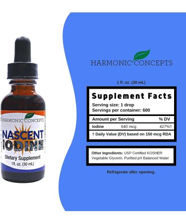 Nascent Iodine Liquid Supplement - Thyroid Support & Immune System Boost - 1 Fl Oz - Buy Online on GoSupps.com