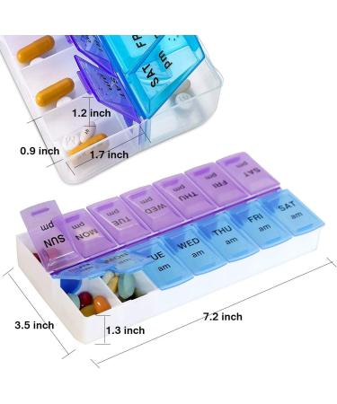 Buy HoFire BPA Free 7-Day Weekly Pill Organizer | Large Compartments for Vitamins & Medications - Twice A Day Travel Case (Purple & Blue - Buy Online on GoSupps.com