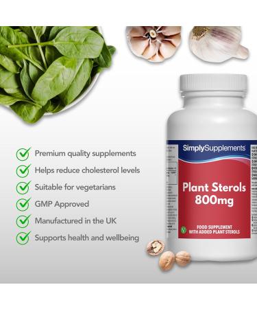Plant Sterols 800mg | 120 Vegan Tablets with Beta-Sitosterol | Naturally Reduces Cholesterol | Suitable for Vegetarians and Vegans | Made in the UK - Buy Online on GoSupps.com