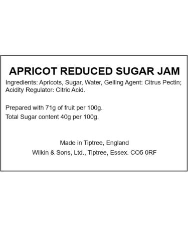 Wilkin & Sons Tiptree Apricot Reduced Sugar Jam / 6 x 200g jars/Vegetarian Vegan Coeliac friendly/Gluten-Free/Made in the UK - Buy Online on GoSupps.com