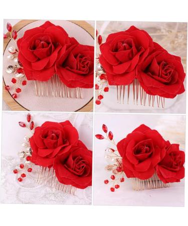 FRCOLOR Hair Comb lumae luminance Bridal rose headpiece Red hair comb garlands for decor bride hair clip Bride Hair Comb decorative hair combs Bridal Headdress Rose Hair Comb - Buy Online on GoSupps.com