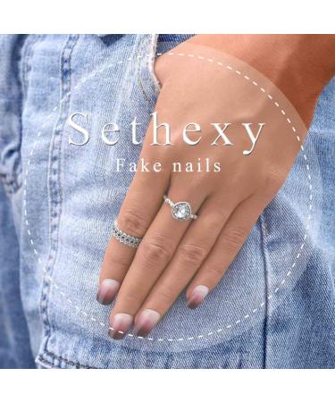 Sethexy Chic Gradient Glossy False Nails - Medium Full Cover Acrylic 24Pcs for Women and Girls - Buy Online on GoSupps.com