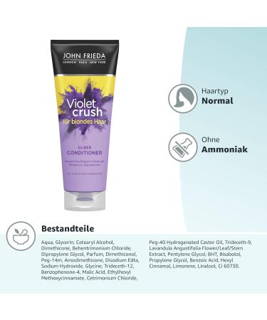 John Frieda Violet Crush Silver Conditioner 250ml - Tone Balancer for Blonde Hair - International Shipping Available - Buy Online on GoSupps.com