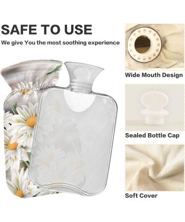 Naanle 1L Hot Water Bottle with Lid - Daisy Flower Design | Pain Relief & Heat Therapy for Back Hands and Feet - Buy Online on GoSupps.com