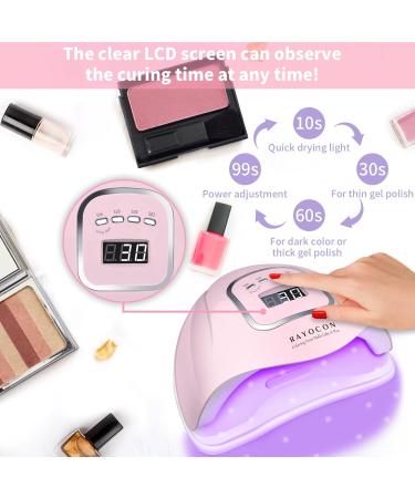 RAYOCON 120W UV LED Gel Nail Lamp - Fast Curing Nail Dryer for Salon & Home 45 Lamp Beads Pink - International Shipping Available - Buy Online on GoSupps.com