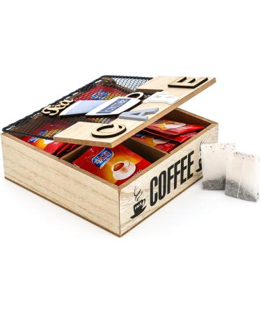 Gruppo Maruccia - Wooden Tea and Herbal Tea Box - Kitchen Container for Sugar and Tea Bags - Buy Online on GoSupps.com
