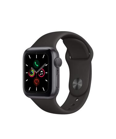 Apple Watch Series 5 (GPS, 44MM) - Space Gray Aluminum Case with Black Sport Band (Renewed) 44 mm Black, Space Grey