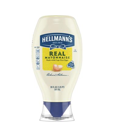 Hellmann's Real Mayonnaise Squeeze Bottle For A Rich Creamy Condiment Gluten Free, Made With 100% Cage-Free Eggs 20oz 20 Fl Oz (Pack of 1) Hellmann's Real Mayonnaise