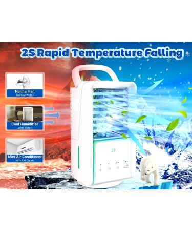 3 Speeds Portable Air Conditioner Fan | 7 Colors Night Light | 700ml Water Tank | 12 H Timing | Evaporative Personal Cooler - Buy Online on GoSupps.com