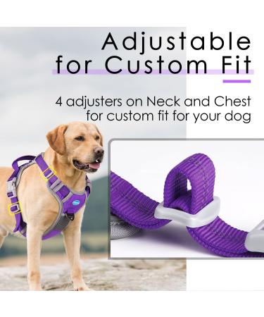 Thinkpet Anti Zug Dog Harness - Adjustable Breathable No Choke Reflective & Control Handle - Purple Medium (1 Pack) - Ideal for Comfortable Pet Walks - Buy Online on GoSupps.com