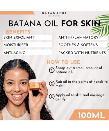 Batanaful Pure Batana Oil for Hair Growth Oil Body Oil for Dry Skin Scalp Oil for Dry Itchy Scalp Split Ends Repair Hair Loss Treatment for Women Men - 100 ml - Buy Online on GoSupps.com