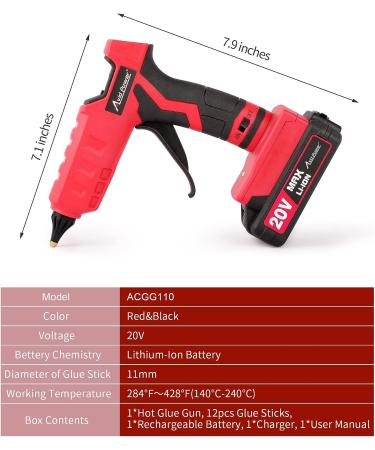 20V Cordless Rechargeable Hot Glue Gun Kit | AVID POWER Heavy-Duty Wireless Glue Gun | 12 Glue Sticks | Arts, Crafts, DIY Projects, Home Repairs - Buy Online on GoSupps.com