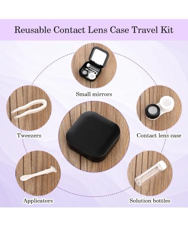 Amaxiu 2Pcs Contact Lens Case Cute Contact Lens Box Holder with Mirror Portable Soak Storage Kit with Remover Tool Tweezer Solution Bottle Colorful Contact Lens Container For Travel Home(White+Black) - Buy Online on GoSupps.com