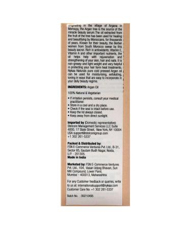 Buy Nykaa Naturals 100% Pure Cold Pressed Argan Oil for Women 1 oz | International Shipping Available - Buy Online on GoSupps.com