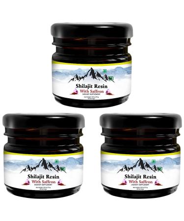 Pure Shilajit Resin with Saffron - Sourced from The Himalayas Natural Humic and Fulvic Acid Trace Minerals Supplement for Energy Immune Support Memory and Mood Boost (30g Pack of 3) 1.06 Fl Oz (Pack of 3)