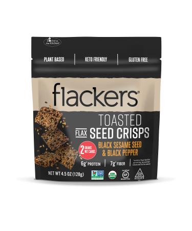 Flackers Toasted Seed Crisps, Black Sesame Seed and Black Pepper, 4.5 ounces