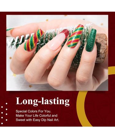 Christmas Red Green Golden Glitter Dip Powder Set - No Lamp Cure Needed | Even & Smooth Finish | 6pcs x 10g/box - Buy Online on GoSupps.com