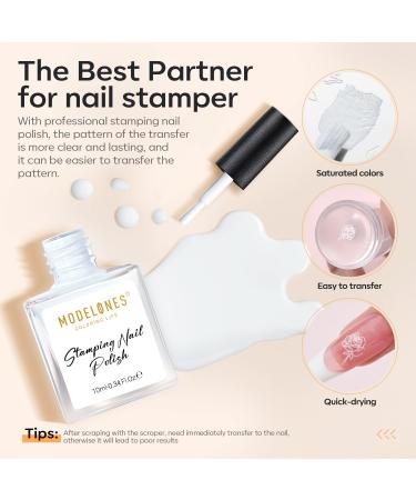 Modelones Nail Art Stamper Kit 7Pcs - Premium Double Nail Stamp Stencils & Gel for DIY French Manicure - Buy Online on GoSupps.com