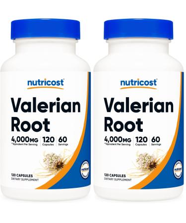 Nutricost Valerian Root Capsules (1000mg Per Serving) 120 Capsules - 4 000mg Equivalent Per Serving (4:1 Extract) Vegetarian Caps Gluten Free Non-GMO (Pack of 2)