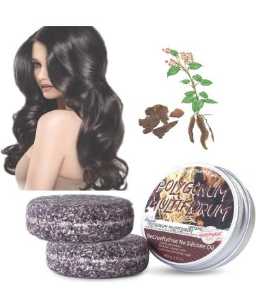 2 Pi ces Shampooing Naturel Noir pour Cheveux - Barre de Savon Organique Polygonum Multiflorum Hydratant