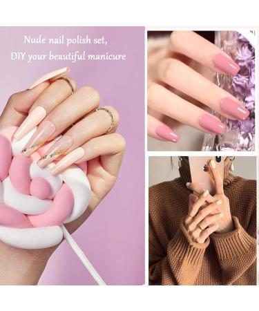 Nude Nail Polish Set - Quick Dry Long Lasting Neutral Colors for All Skin Tones - 4 Shades of Nude Pink - Perfect for French Manicure - No Cure Needed - Buy Online on GoSupps.com