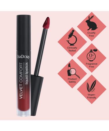 Isadora Liquid Lipstick - Comfort Matte Vegan & Perfume-Free - 64 Cranberry Love 4ml - Shop Internationally for Long-Lasting Color - Buy Online on GoSupps.com