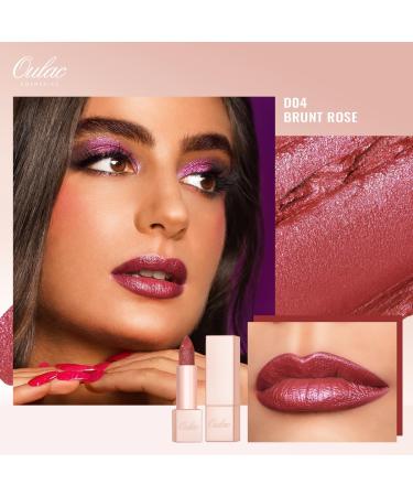 Oulac Diamond Lustre Lipstick Rosa - Highly Pigmented Vegan Long-Lasting Moisturizing Formula - D04 Brunt Rose for Striking Lip Makeup - Buy Online on GoSupps.com