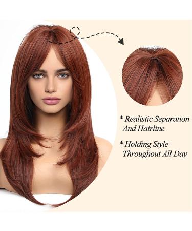 HAIRCUBE Long Red Synthetic Wig for Women - Layered Middle Part Hair - Buy Online on GoSupps.com