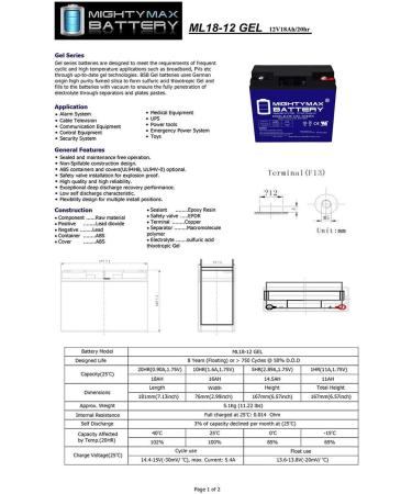 Mighty Max 12V 18AH Gel Battery Replacement for Champion 9000 Generator | International Shipping Available - Buy Online on GoSupps.com
